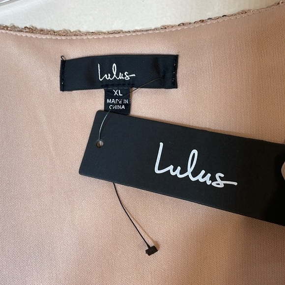 NWT Lulus Light Up The Night Champagne Sequin Shift Dress - Picture 4 of 12